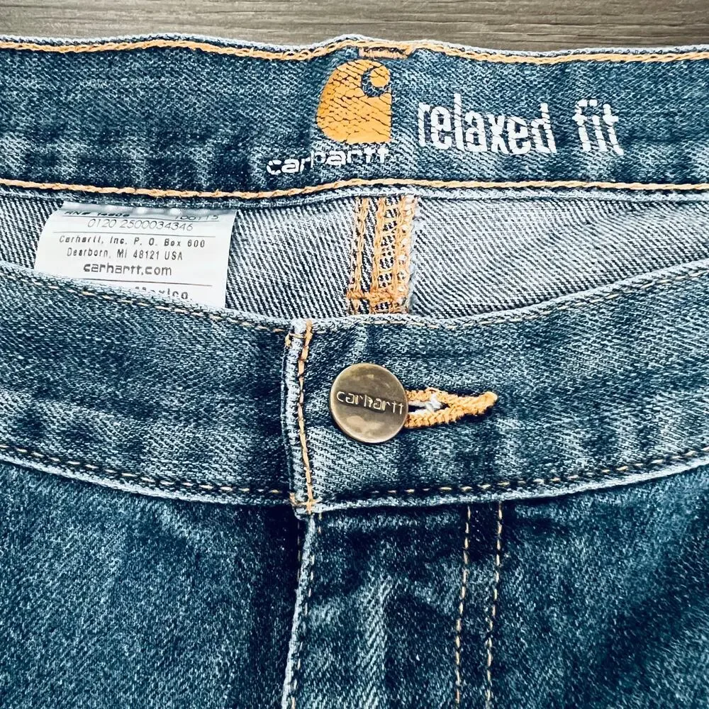 Carhartt Jeans Mens 42X30 Blue Relaxed Fit Straight Leg Carpenter Work Denim